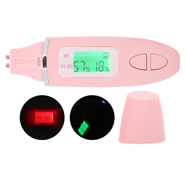 Multifunktionell LCD Hudfuktighetstestare Ansiktsvattenoljeanalysator Rosa