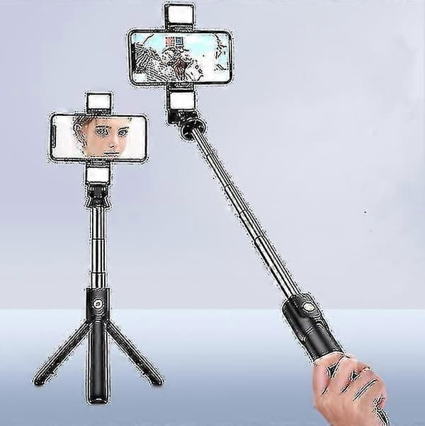 Multifunksjonell Trådløs Bluetooth Selfie Stick Mobiltelefonholder Med 2 Fylllys Ny