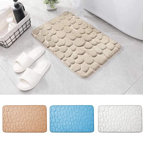Supermyk Pebble Mat Memory Foam Teppe Absorberende Sklisikkert Teppe for Bad Gray 40x60cm