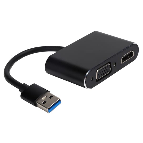USB 3.0 til HDMI VGA 2 i 1 Adapter 1080P HD Konverter til Computer