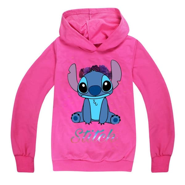 [BT02]Lilo & Stitch Trykt Hættetrøje - Sort[JUN] Black Black 160cm