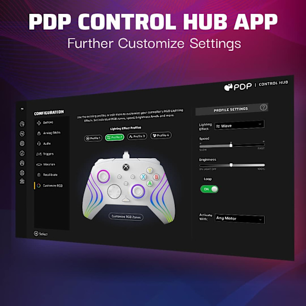 Trådbunden kontroll PDP AFTERGLOW XBX WAVE för Xbox Series X|S, Xbox One - Vit