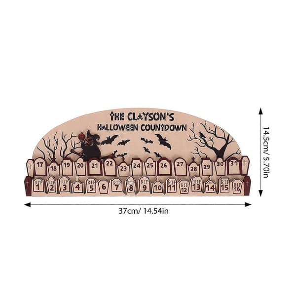 Træ julekalender Halloween heksepynt til nedtælling 2 stk. beige