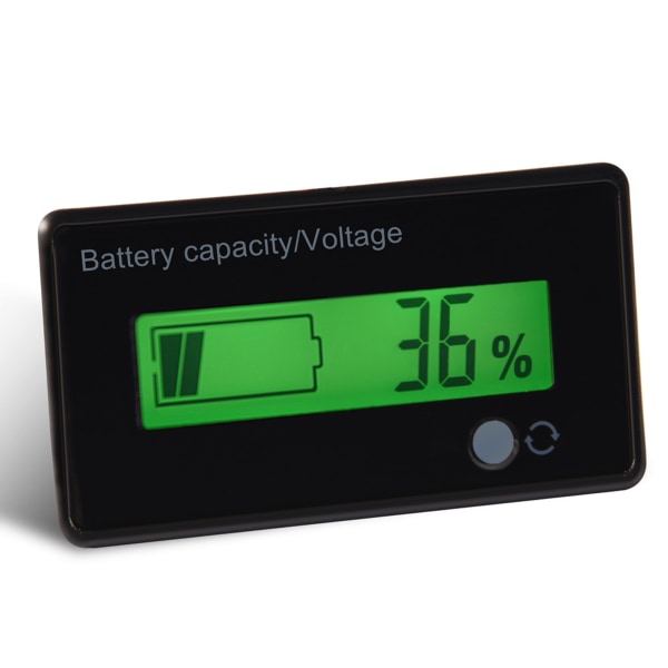 Grön bakgrundsbelyst LCD-skärm Batterikapacitet Spänningsmätare Tester Voltmätare Monitor- W