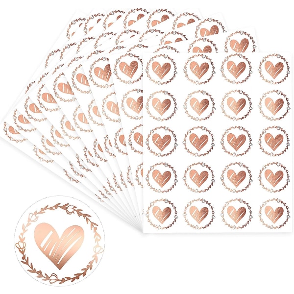 500 hjerteformede kuvertsegl, hjerteformede klistermærker, transparente