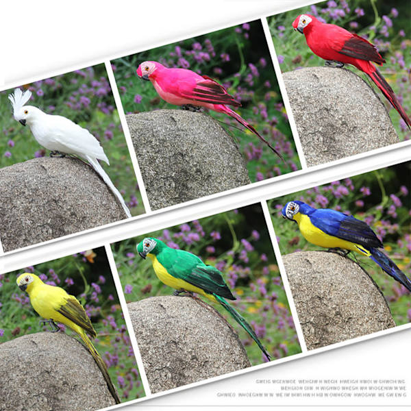 (1 paketti) (Järvi sininen 35cm) Simuloitu papukaija ara Window Gardening Decoration Bird Vaahto höyhenet Suuri papukaija Koti koristeet 35CM