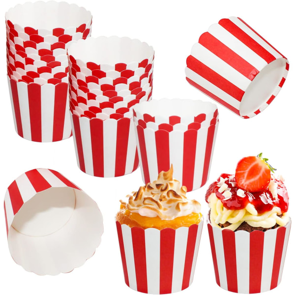 50 stykker rødt papir Cupcake Cupcakes til fødselsdagsbryllupsfest køkkenbagning