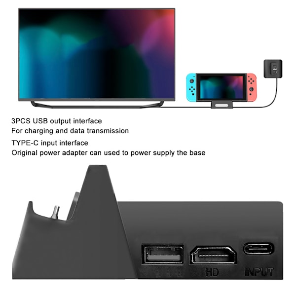 ABS Bärbar Spel Laddningsdocka Högdefinition Konverteringsladdare Bas för Switch till TV