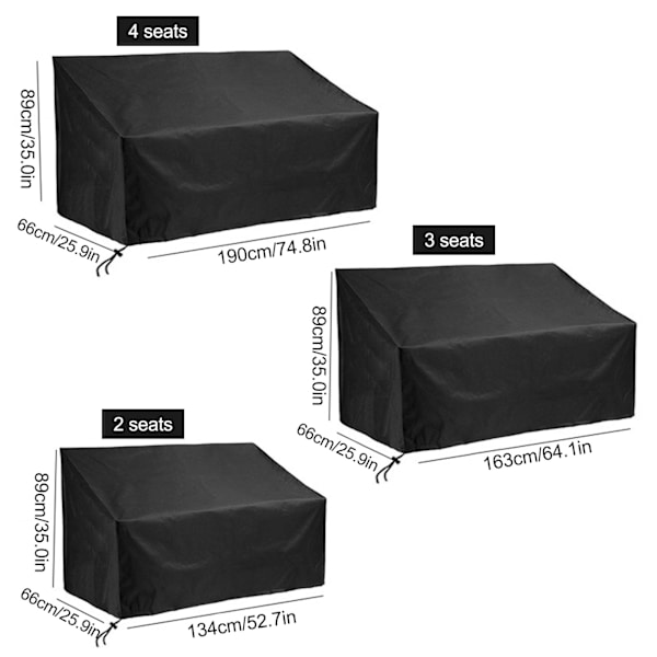 Utomhusbänk dammskydd möbelöverdrag (3 sittplatser 163x66x89cm)