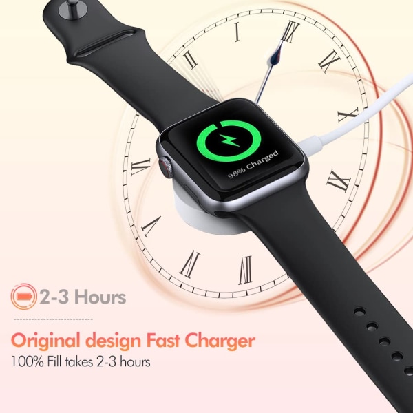 Apple Watch laddare [Apple MFI-certifiering] Snabb trådlös magnetisk laddningskabel Bärbar laddningskabel Kompatibel med Apple Watch Series 8 7 6 5