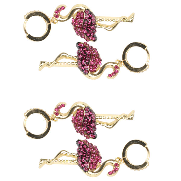 2 Par Øredobber Diamant Flamingo Drop Dangle AllMatch Mote Ørepynt