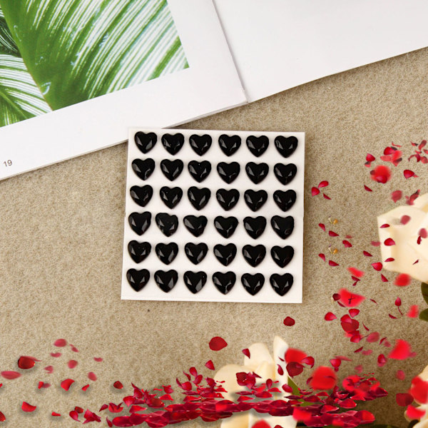 36 Pieces 10mm Self-Adhesive Rhinestone Stickers Acrylic Heart Bling Stickers for DIY Crafts Decoration in Black