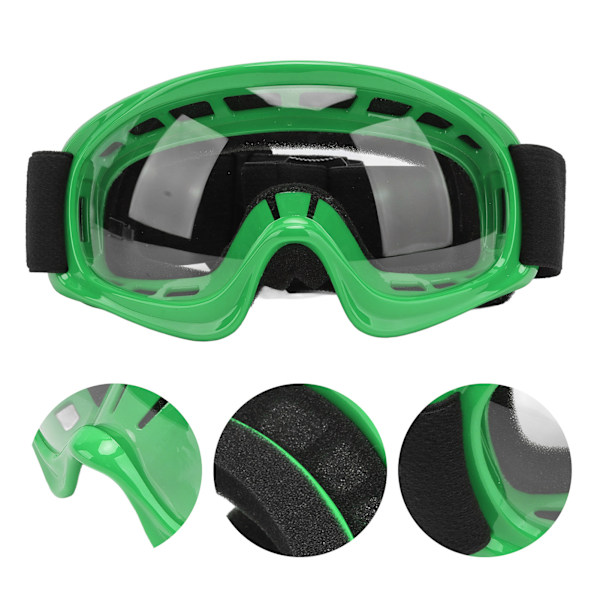 Barnens Stötsäkra Dirt Bike-Goggles med UV-Skydd för Cykling, Skidåkning, ATV och Off-Road Racing - Grön