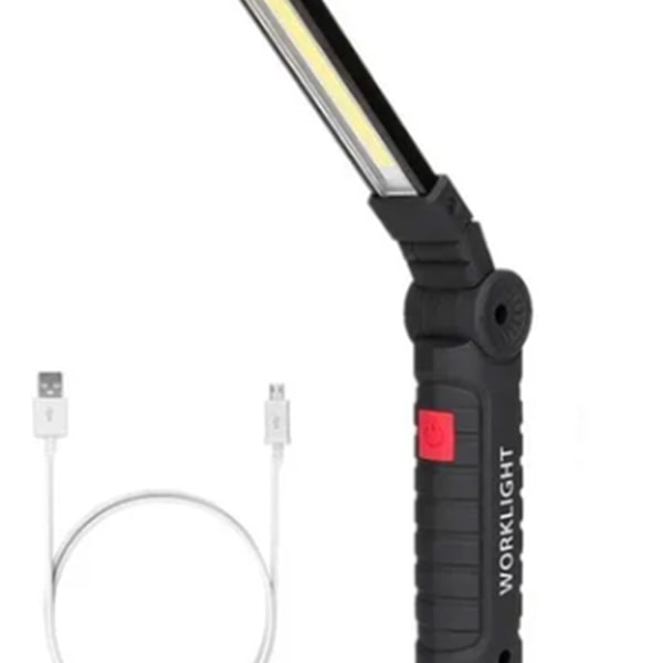 Magnetisk bas bilunderhållslampa, hopfällbar design, svängbart huvud och USB-uppladdbar LED-ficklampa