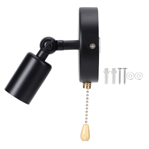 Retro vägglampa med justerbart huvud sängbord studie 85-245V utan glödlampa svart E26/E27
