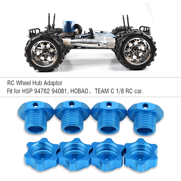 17mm Hjul Hex Nav Adaptermutter Støvdeksel for HSP HOBAO TEAM C 1/8 RC Bil (Blå)