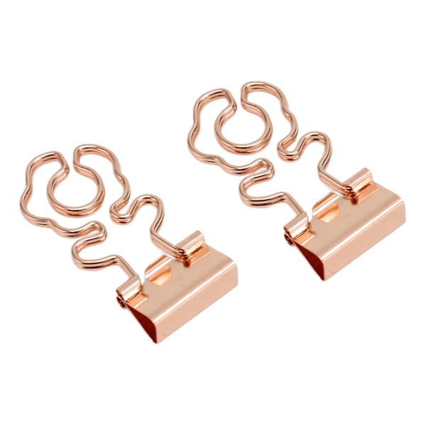 100 Mini Rose Gold Blomsterformede Binderclips med Stærk Klemmeevne - Stilfulde Metalclips til Kontorartikler