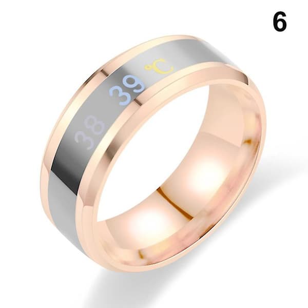 Smart Sensor Kropstemperatur Ring Rustfrit Stål Mode Display Realtids Temperatur Test Fingerring Unisex Rose Gold 7