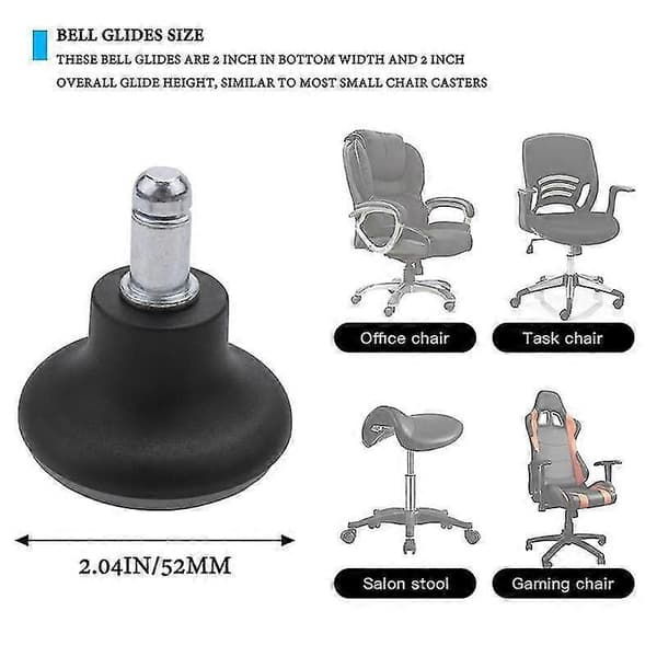 5 stk. glidefødder erstatning kontorstol hjulstopper kontorstol drejehjul, 2 tommer p black gray