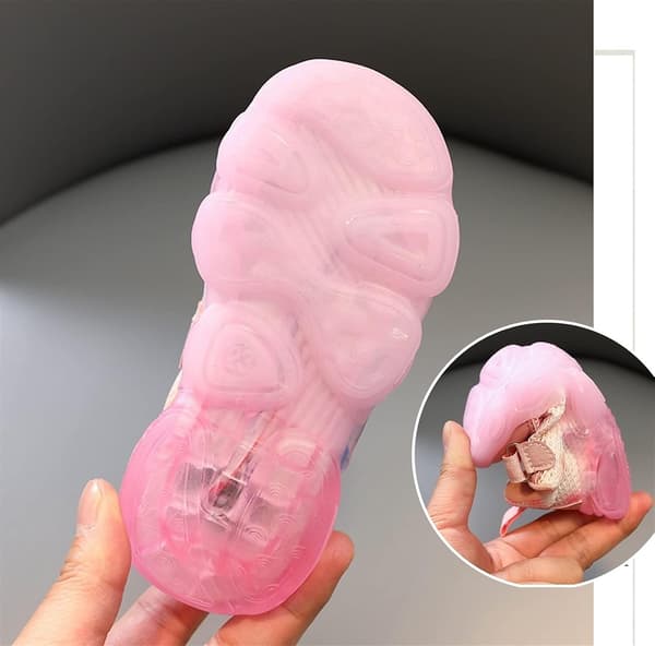 Prinsesse Elsa Jenter Glød Sko Barn LED Joggesko Lette Mesh Rosa 25 25 Pink