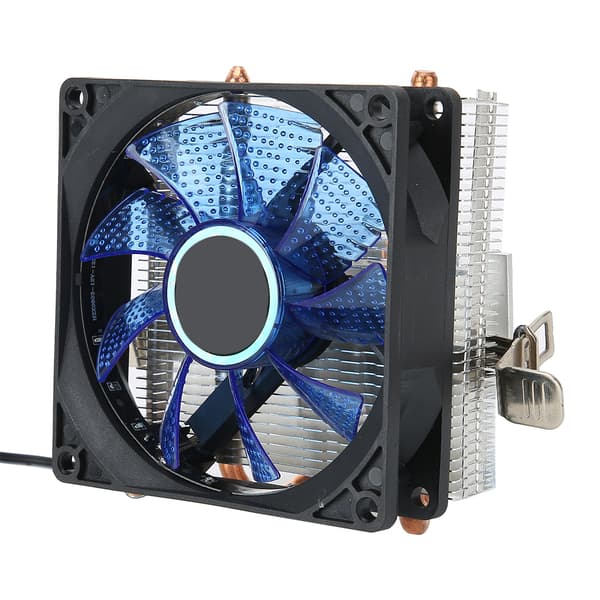 3-pin CPU-køler med blåt lys, 2 messingrør til AMD 775 1155 1366 PC-tilbehør