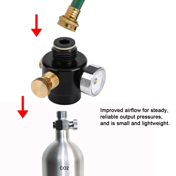 1st legerat stål Co2 & kompressluftsregulator Utgångstryck 0-300psi