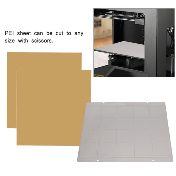 3D Printer Tilbehør MK52 Stål Varm Seng Plade 253.8x241mm PEI Ark