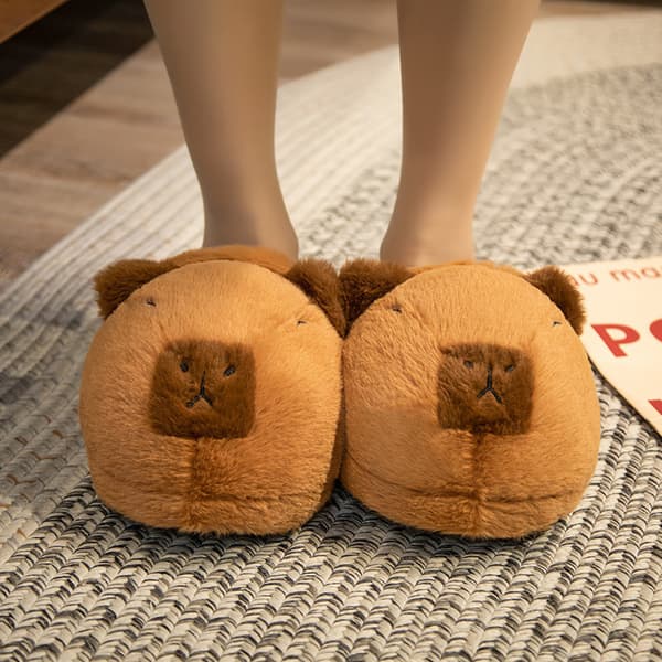[BT02]Tecknad Capybara Varma Tofflor Mjuka halkfria hemtofflor e Plus