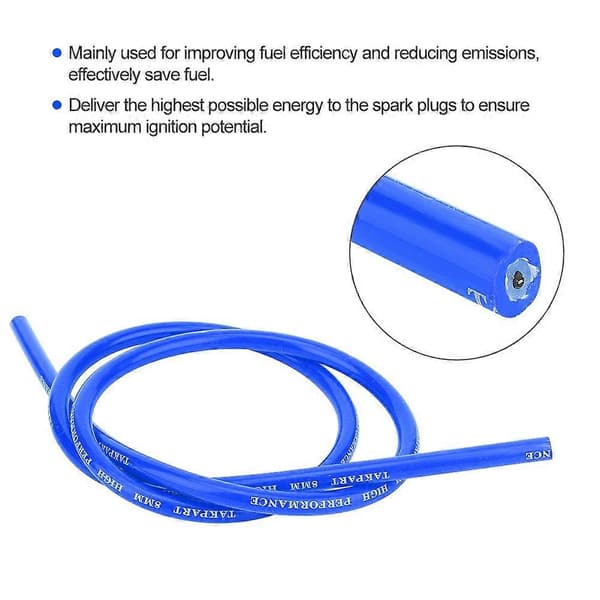 8mm Silikon Tennpluggkabel Bil Auto Tilbehør Erstatningsdel (Blå)