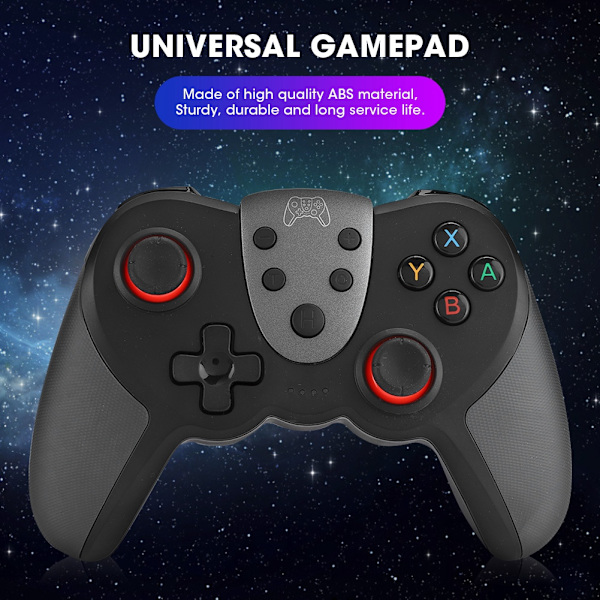 T17 ABS Trådløs Bluetooth Spillhåndtak Joystick Vibrasjon Gyroskop Spillkontroller for Switch Svart