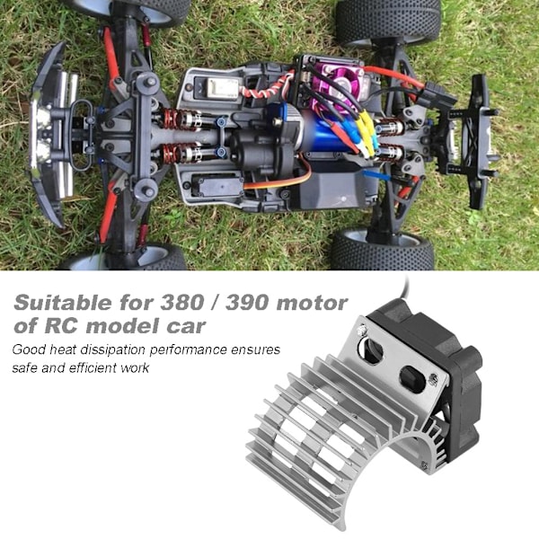 Jäähdytystuuletin ja jäähdytyselementti 1/10 mittakaavan sähköiselle RC-autolle 380 / 390 moottorille (hopea)