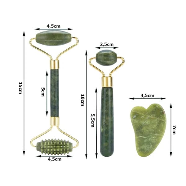 Complete Jade Roller Set / Facial Massage / Jade Roller Set Green