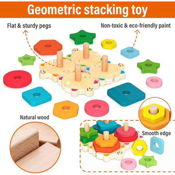 Staplingsleksaker för småbarn 1-3 år gamla, Montessoriform Sor