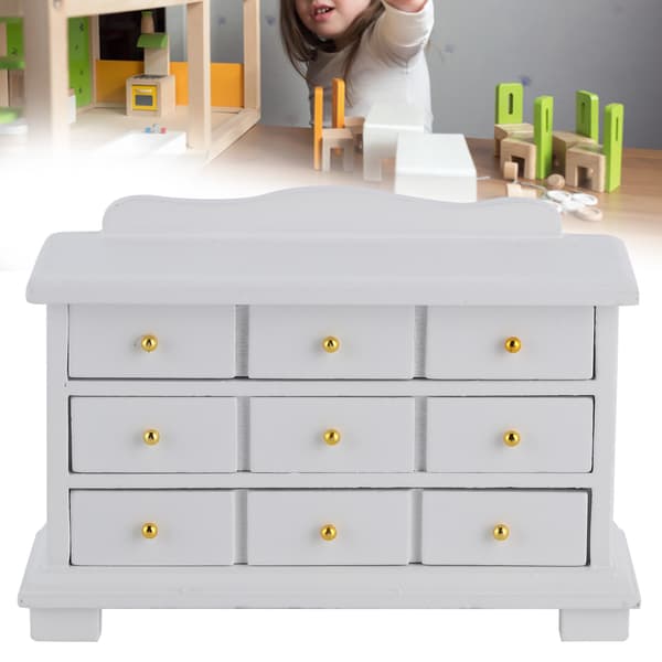 1 12 Mini Träskåp Modell Möbler Dockskåp Sovrum Lådor Leksak