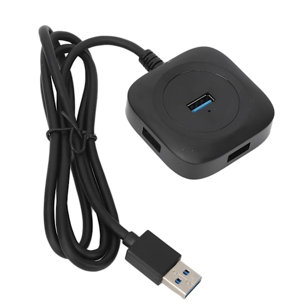 USB 3.0 Hub Sort, Sort Strømforsyning, 4 Porte Samtidig Brug, Stabil, Langvarig til Underholdning og Kontor
