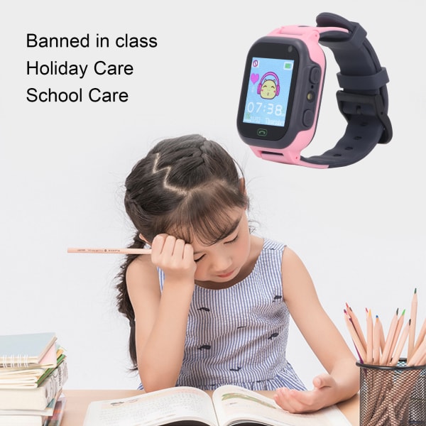 Lasten watch videopuhelukameran hälytys taskulamppu Kosketusnäytöllinen älykello ulkokäyttöön Pinkki