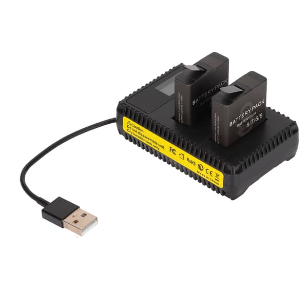 Dobbelt USB-kamerabatterioplader med LCD-display til AHDBT 801 Inkluderer 2 batterier