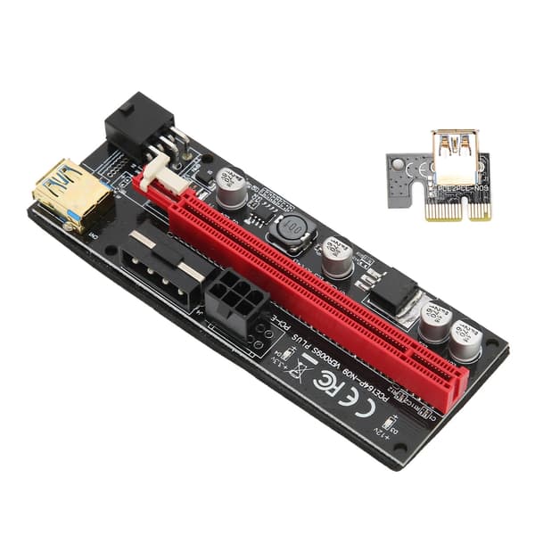 PCIe 1X til 16X Riser-kort med USB-kabel 6-benet strøm solide kondensatorer fast spænde design GPU Riser Express-kabel sort