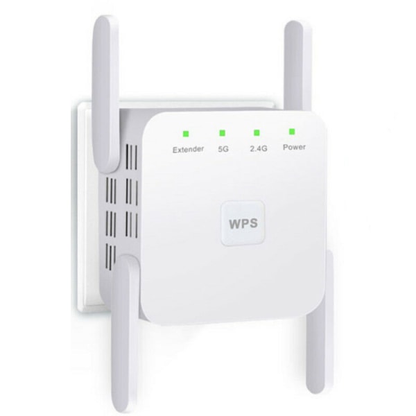 WiFi-förlängare, WiFi-förstärkare, WiFi-förstärkare, täckning upp till 6500 kvadratfot, 2,4G/5G Dual Band WiFi Repeater, hastighet upp till 1200 Mbps med Ethernet-port, Qu