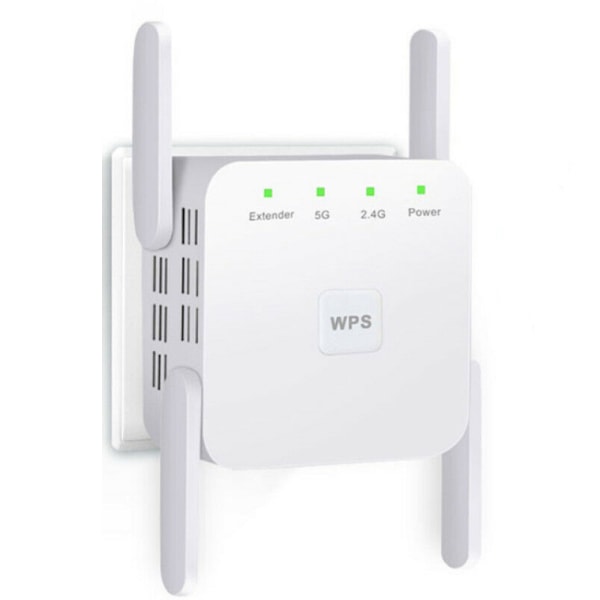 WiFi-laajennus, WiFi-vahvistin, WiFi-vahvistin, kattavuus jopa 6500 neliöjalkaa, 2,4G/5G-kaksikaistainen WiFi-toistin, nopeus jopa 1200 Mbps Ethernet-portilla, Qu