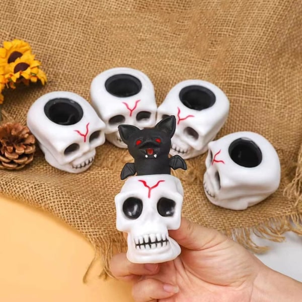 4 Pack Halloween Skull Pehmolelut Söpöt Mustat Lepakkolulut Stressi Reli