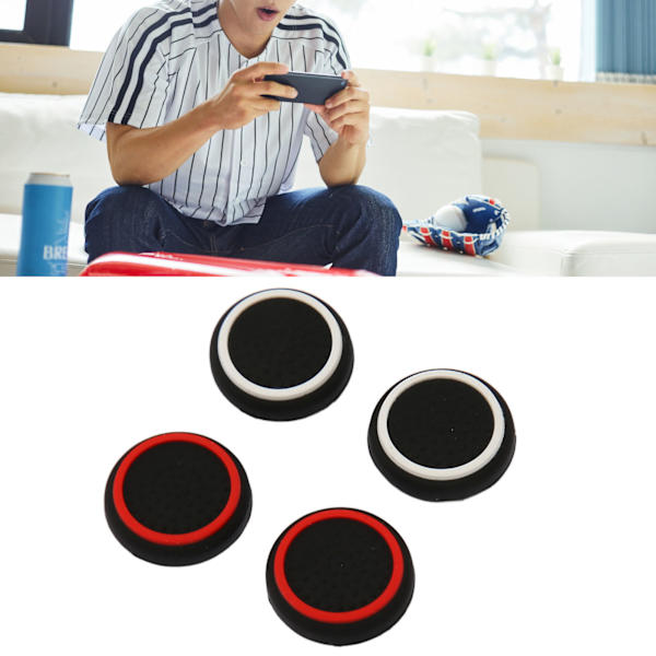 4 st Thumb Grip Caps Mjuka Silikon Förhindrar Glidande Ersättningsjoystick Tummepinne Hätta för Steam för ROG Konsoler