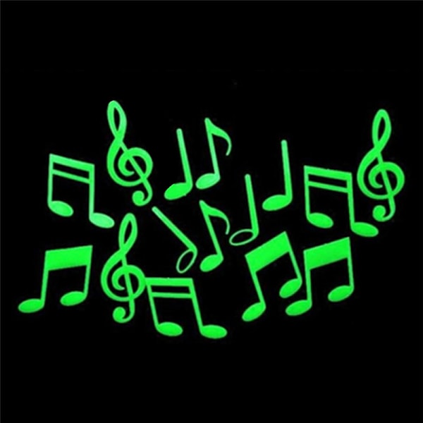 15 Pieces of Luminous Wall Stickers, Musical Notes, Cartoon Luminous Stickers, Bedroom Children's Room Decoration Fluorescent Stickers