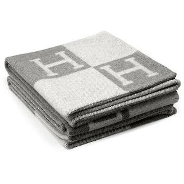 Plaid H tæppe Cashmere Blended Crochet Portable 140x170cm (mørkegrå)
