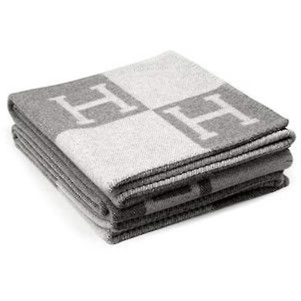 Rutet H-teppe Cashmere Blended Crochet Portable 140x170 cm (mørk grå)