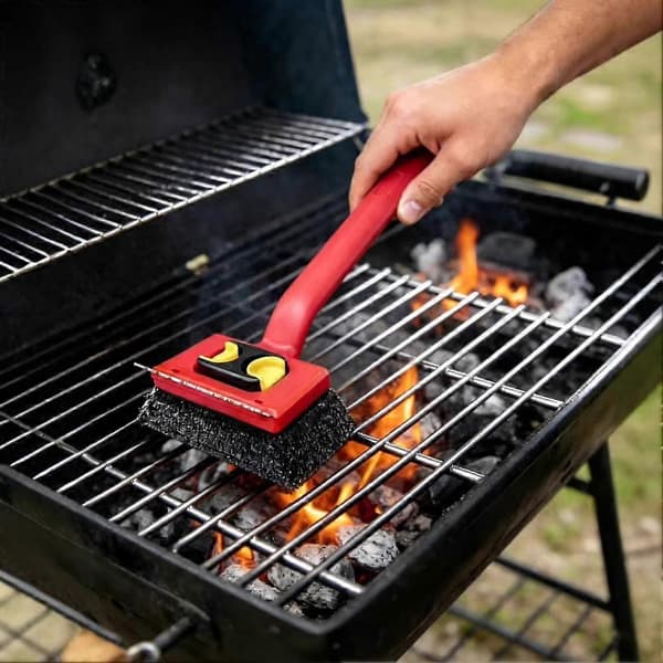 【02】Grillrengjøringsbørste med utskiftbare puter Grillbørste Børstefri BBQ Erstatningshode Smussfjerner