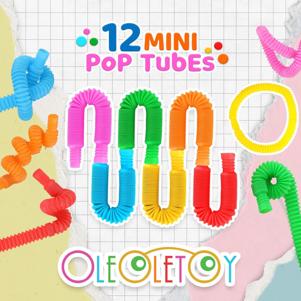 Pop Tubes Mini 12-pack Plast Stretch Pop Fun Toys Sensory S