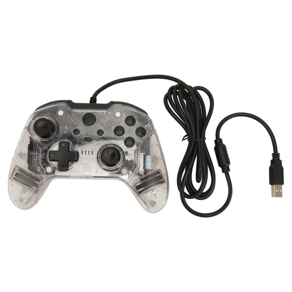 Kablet Game Controller med Dobbelt Vibration, RGB Transparent Skall, Gamepad Joystick til Xbox PC Hvid