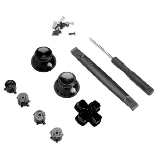 Knappesett for utskifting av aluminiumlegering Dpad-knapper for PS5-kontrollertilbehør Svart