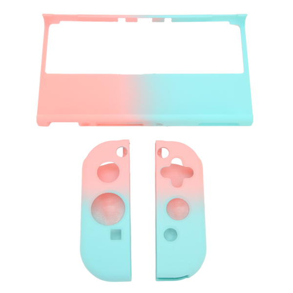 Spelkonsolskyddsfodral Gradient Ergonomiskt Grepp Spelkonsol Silikon Skyddande Fodral för Switch OLED Blå Rosa
